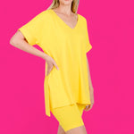 Load image into Gallery viewer, Demi Lemon - Plus size biker set with short sleeves
