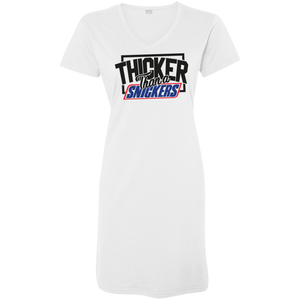 Thicker Thn Snicker - V Neck Tshirt Dress