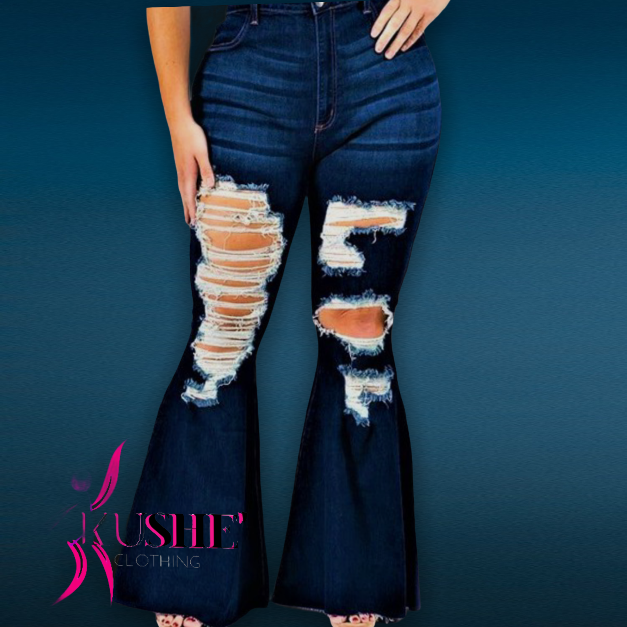 Denver - plus size distressed denim jeans