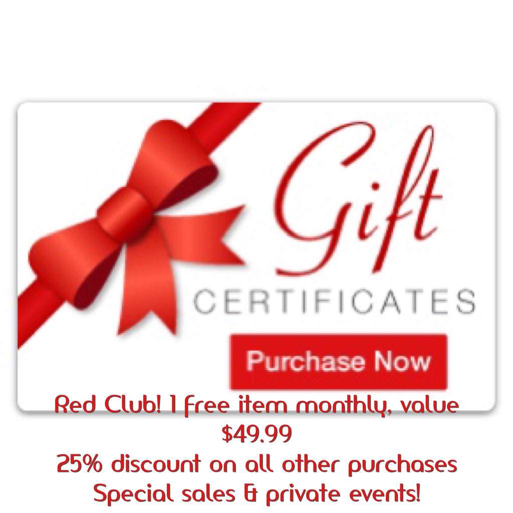 Code RED- 12 $49.99 gift certificates with premier membership-Kushe code red-kusheclothing