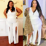 Load image into Gallery viewer, Kamala - Plus size sleeveless v-neck jumpsuit with split legs
