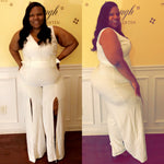 Load image into Gallery viewer, Kamala - Plus size sleeveless v-neck jumpsuit with split legs
