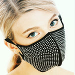 Load image into Gallery viewer, PPE Studs - black studded facial mask. Thigh single ply mask that is thick enough to protect again germ transmission
